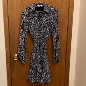 NWT Suzy Shier button up long sleeve flowy dress with braided belt - Size XS